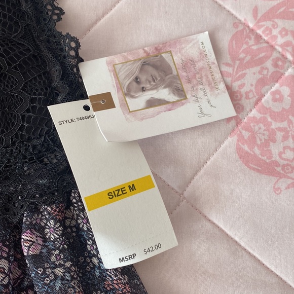 Jessica Simpson Floral Lace 2 PC Mesh Teddy with Thong G-String Size S & M NWT - Picture 3 of 6